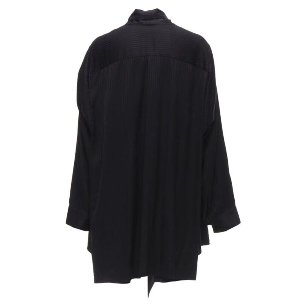 Balenciaga Demna black striped pussy bow cascade hem oversized shirt - Picture 4 of 6